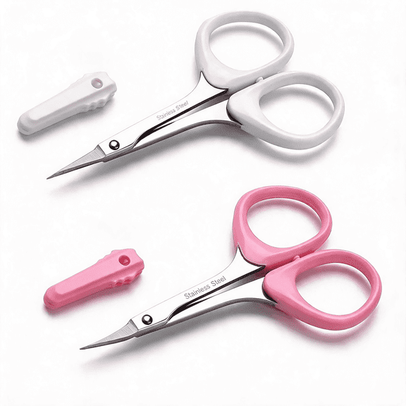 Small Stainless Steel Eyebrow Grooming Scissors Set with High Precision Tip for Trimming Eyelash Extensions with Safety Case
