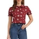 thumbnail image 1 of INSPIRAR CHIC Blusa de Algodón con Cuello Peter Pan y Mangas Abullonadas para Mujeres, Estampado Floral, para Uso Casual de Verano, Talla L, Rojo Oscuro Floral, 1 of 6