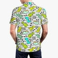 thumbnail image 6 of Wukai Funny Dinosaurs on Stripes Men’s Polo Shirts,Quick-Dry Athletic Shirt,Classic Fit Shirts-Large, 6 of 8