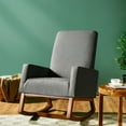 thumbnail image 3 of Gymax Rocking Chair High Back Upholstered Lounge Armchair w/ Side Pocket Grey, 3 of 10