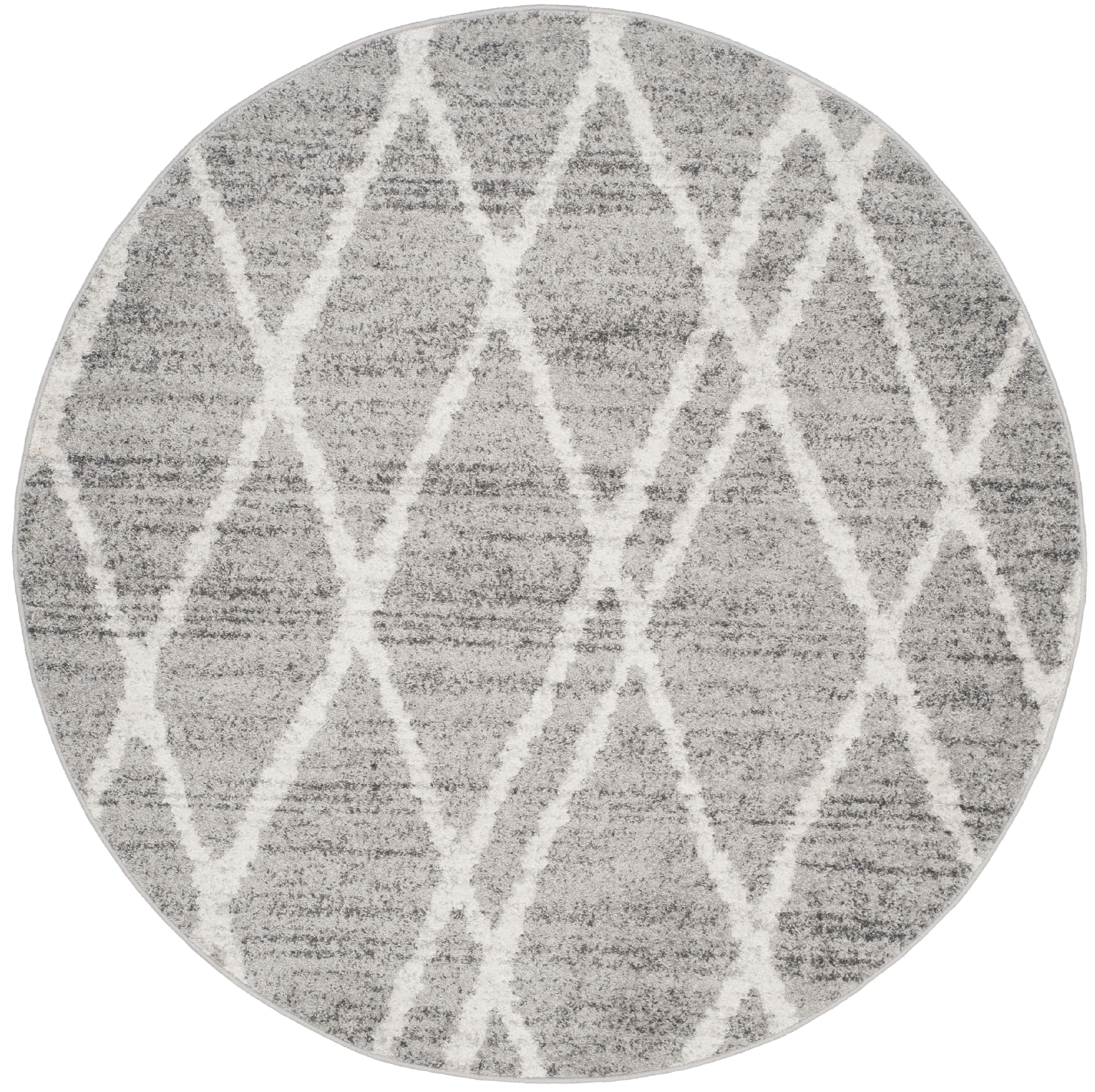SAFAVIEH Adirondack Cody Geometric Diamonds Area Rug, Ivory/Silver, 6' x 6' Round