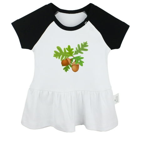 

Babies Nature Acorn Pattern Dresses For Baby Newborn Babies Skirts Infant Princess Dress 0-24M Kids Graphic Clothes (Black Raglan Dresses 12-18 Months)