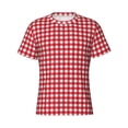 thumbnail image 4 of Vsdgher Red Checkboard Print Men's Dry Fit Mesh Athletic Shirts Moisture Wicking Tennis T-Shirt Tops, 4 of 9