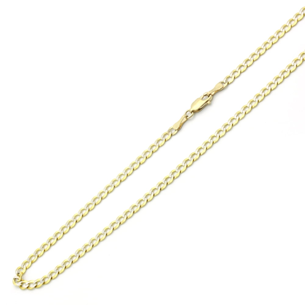14K Yellow Gold Chain 2mm Light curb Chain Necklace 16, 18, 20, 22, 24 Inches