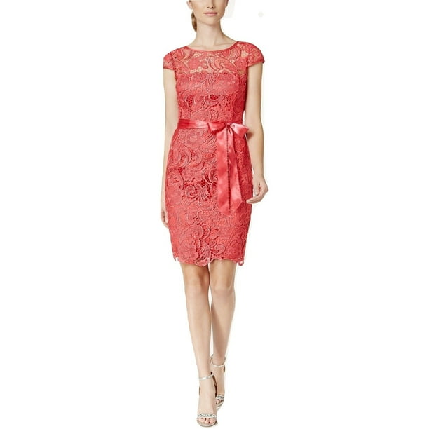 Adrianna Papell - Adrianna Papell Women's Lace Cap-Sleeve Illusion ...