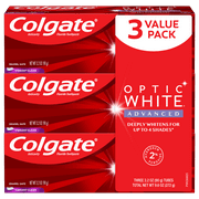 Colgate Optic White Advanced Teeth Whitening Toothpaste, Vibrant Clean - 3.2 ounce (3 Pack)