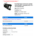 thumbnail image 2 of Front Right Upper Control Arm and Ball Joint Assembly - Compatible with 1975 - 1991 Chevy G30 1976 1977 1978 1979 1980 1981 1982 1983 1984 1985 1986 1987 1988 1989 1990, 2 of 2