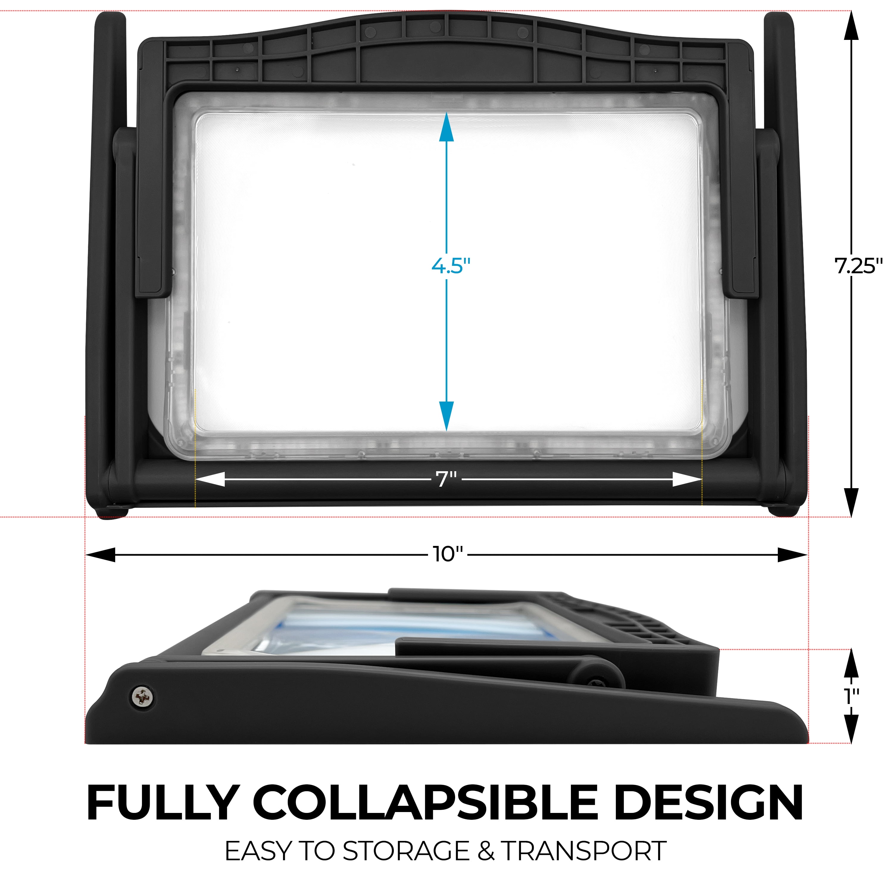 MAGNIPROS 5X Large LED Full Page Magnifying Glass with Collapsible Hands-Free Stand & 3 Color Modes to Reduce Eye Strain, Ideal for Reading Small Prints, Crafting, Low Vision & Seniors