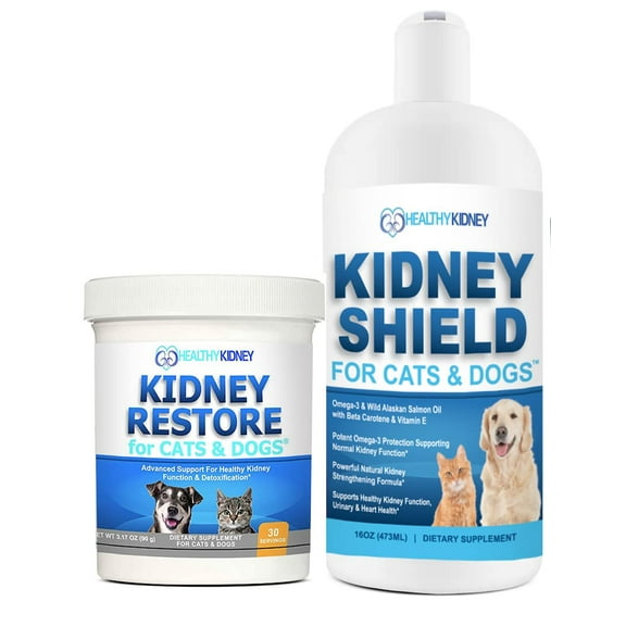 Kidney Restore & Shield Supplement Two-Pack for Cats & Dogs - Natural Renal Health Support