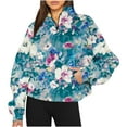 thumbnail image 1 of ICHUANYI Liquidación Top/camisa de cuello con capucha y media cremallera estampada de manga larga para mujer ICHUANYI WER202308230739, 1 of 4