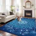 thumbnail image 2 of 5'x7' Area Rugs for Living Room Bedroom, Blue Flowers Washable Rug Carpet Runner Indoor Outdoor, Farmhouse Boho Middle Century Floral Art Non Slip Floor Mats Area Rug for Kitchen, Nursery, 2 of 8