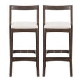 thumbnail image 4 of Counter Height Bar Stools, Rubberwood Stools with Beige Polyester Fabric Seat and Dark Brown Finish, Farmhouse Dining Stools for Kitchen, Breakfast Nook, Cafe, Set of 2, 4 of 10