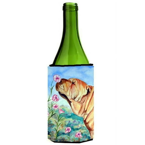 Shar Pei Smell The Flowers Wine bottle sleeve Hugger - 24 oz.