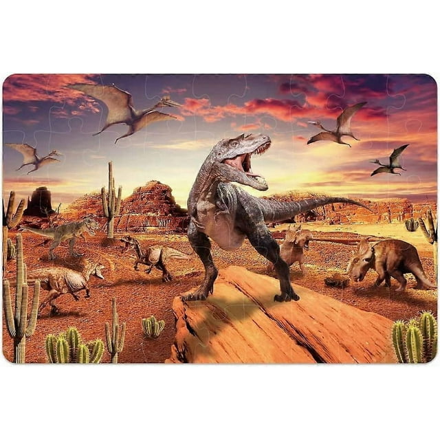 Kids Puzzle Toy Dinosaur Puzzle Learning Educational Puzzle Helps 3-8 Age Old Children's Intellectual Development.Puzzles Toys for Boys and Girls (46P