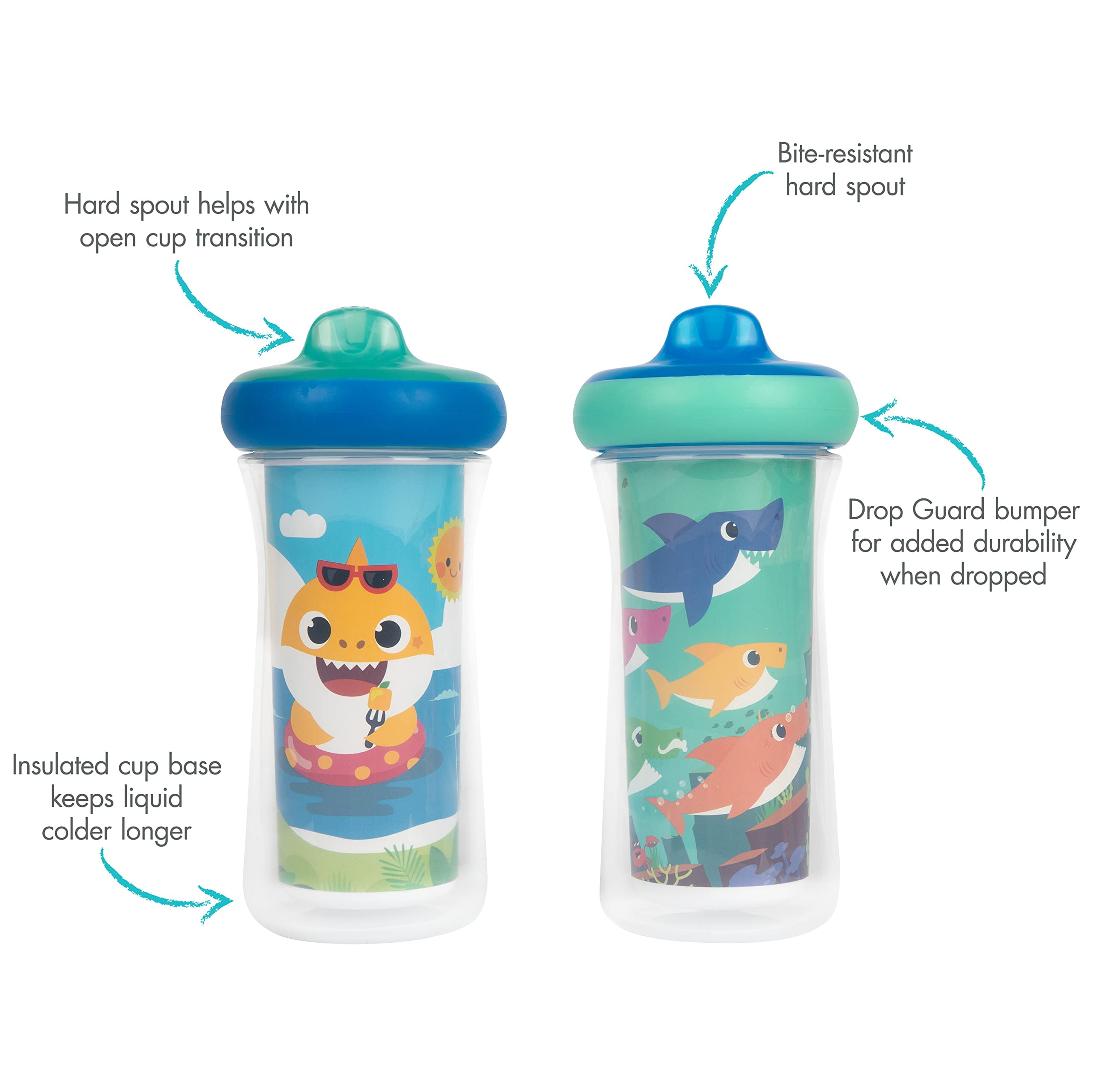 The First Years Baby Shark Insulated Sippy Cup, 9 oz – 2 Pack