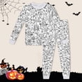 thumbnail image 2 of Glisme Halloween Toddler Boys Outfit Set Graphic Print Long Sleeve Crew Neck Sweatshirt With Pants Set Boys Autumn Daily Breathable Outfit Size 2-3 Years White, 2 of 4
