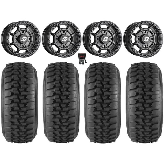 Sedona Rift 15x7 Wheels Black 32" Desert Series Tires Sportsman RZR Ranger
