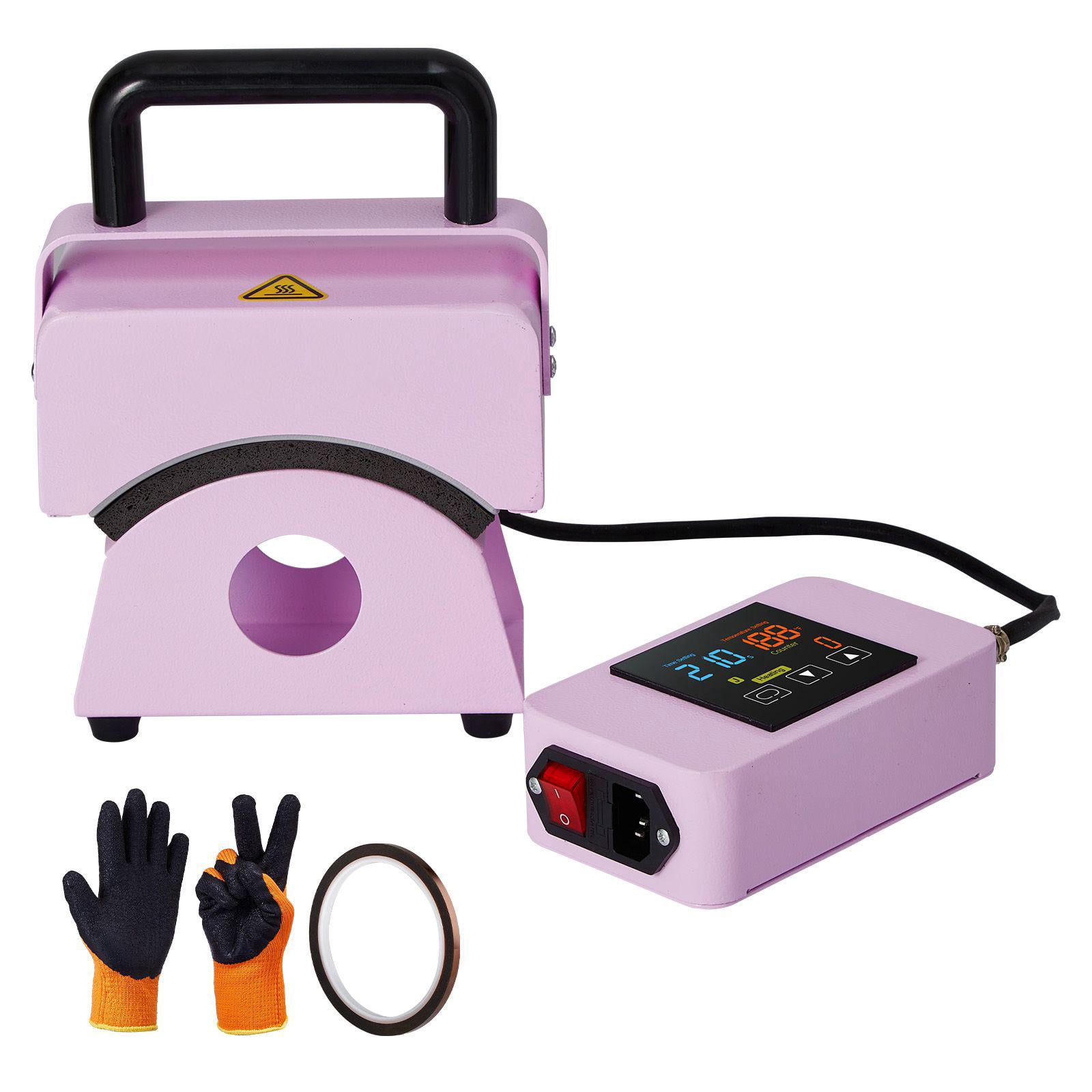 Mini Hat Heat Press Machine with 5.9x3.15 Inch Curved Plate Integrated Control Panel Safety Base Glove Auto Shut Off Purple