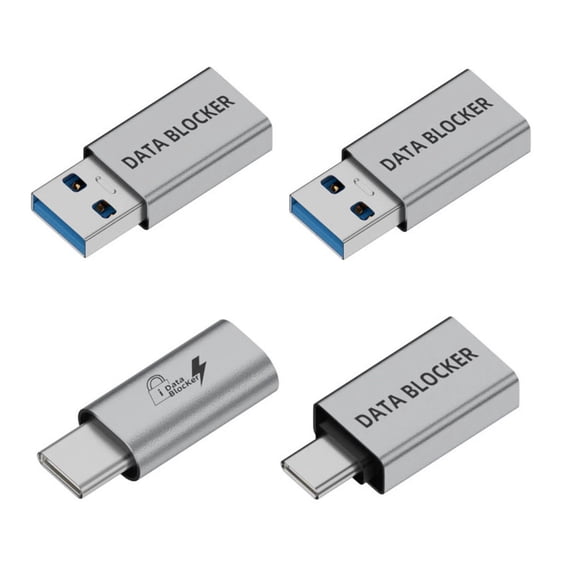 FVH 4pcs/lot USB 3.1 Data Blocker Type-A Male Female to USB-C Male Female Elimination Data Protect Against Juice-Jacking Refuse Hacking Adapter Only for Power Charge