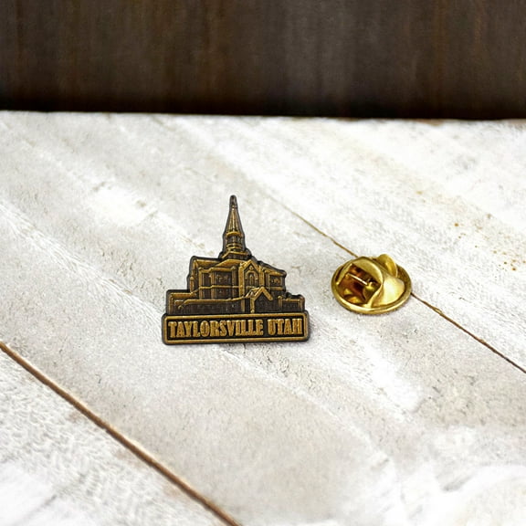 Taylorsville Utah Antique Gold Temple Tie Pin by Ringmasters