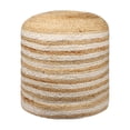 thumbnail image 2 of Ox Bay Lev Striped Farmhouse Jute Hand-Woven Indoor Ottoman Pouf, Natural/White, 18" x 18" x 18", 2 of 5