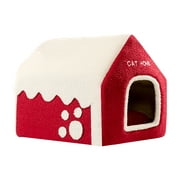 Aihimol Christmas Place, Winter Warm All Season All-purpose House Bed House Villa Closed Winter Dog House Pet, And Dog Christmas Gift