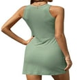 thumbnail image 4 of PENGXIANG Femmes Casual Bodycon Mini Robe en Tricot Côtelé Manches Courtes Partie Club Débardeur Robe, 4 of 5
