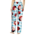 thumbnail image 3 of Xecao Flowers and Lady Bugs Women's Straight Lounge Pajama Pants: The Epitome of Relaxed Sleepwear, 3 of 9