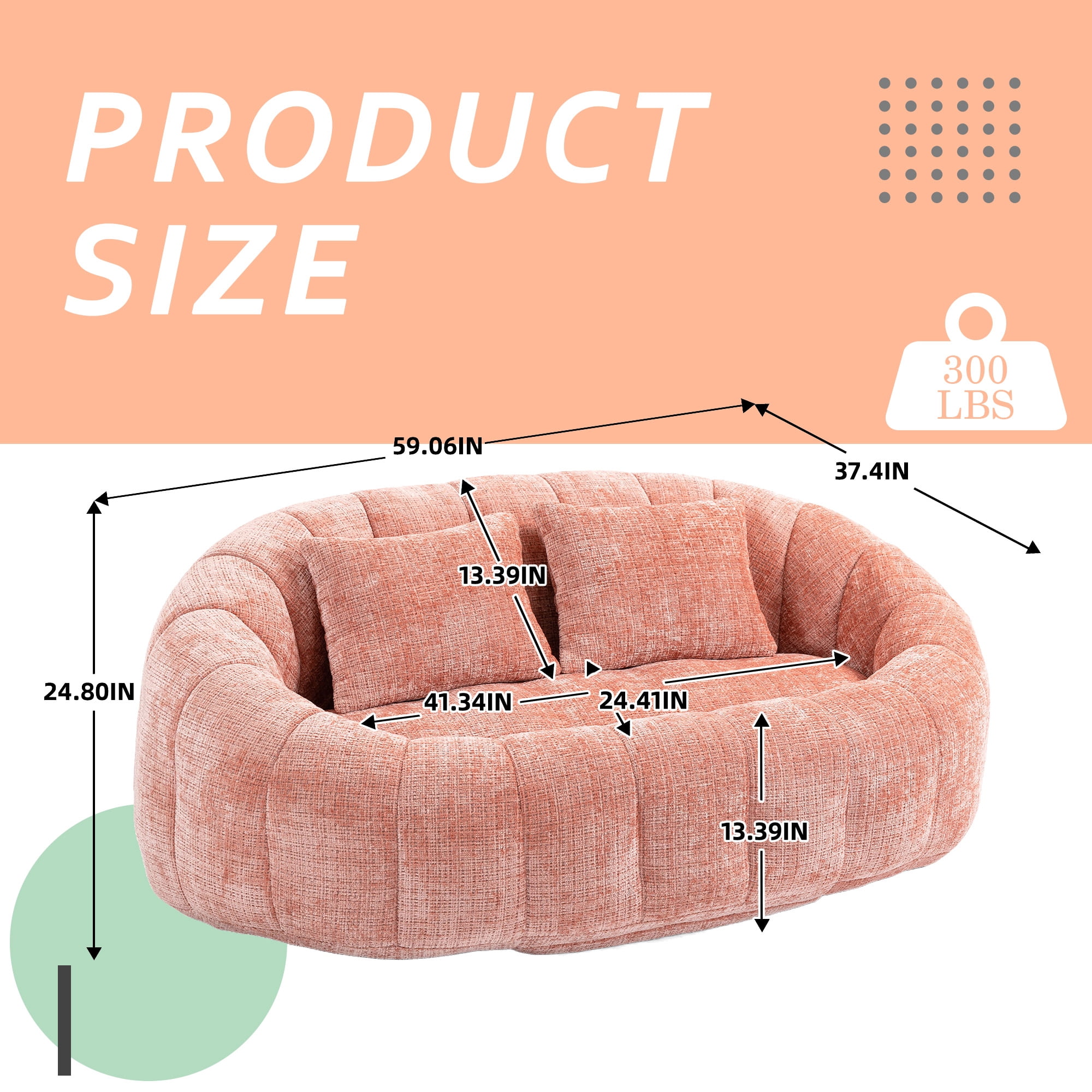MOONMISS Chenille Loveseat Size Durable Chenille Fabric High Back Loveseat-Pink