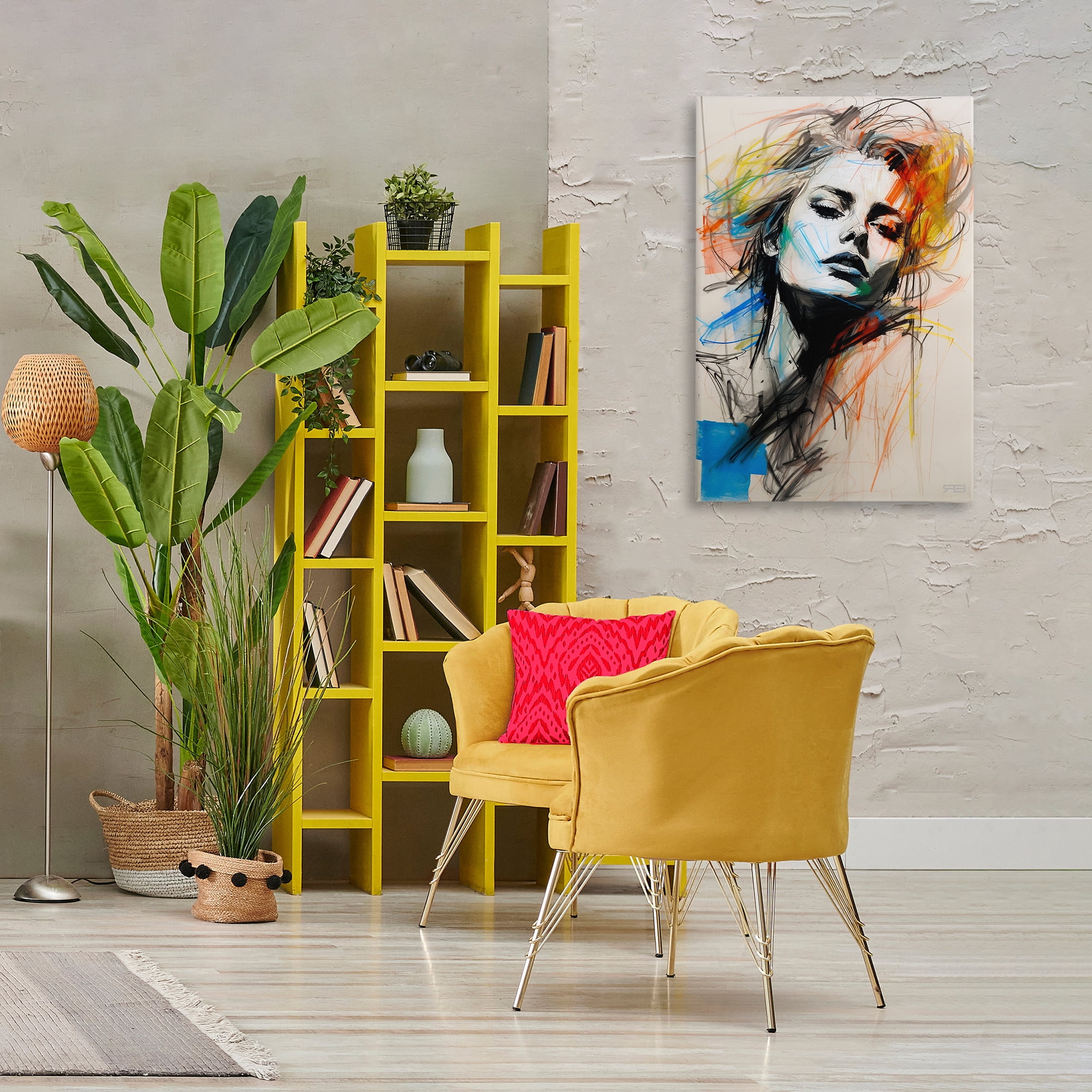 Stupell Industries Chaotic Sketch Portrait Novelty Painting Gallery Wrapped Canvas Art Print Wall Art, 24 x 36