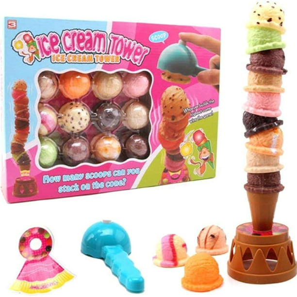 Ice Cream Stacked Toys Stacking Ice Tower Toy Set Balance Game for Kids ...