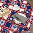 thumbnail image 4 of American Flag Tablecloth Round 60 Inch 4th of July Patriotic Table Cloth Washable Table Cover Memorial Day Red White and Blue Plaid Tablecloth Decorative for Home Kitchen Dining Indoor Party Picnic, 4 of 6