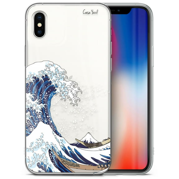 Case Yard iPhone-X Case Clear Soft & Flexible TPU Ultra Low Profile Slim Fit Thin Shockproof Transparent Bumper Protective Cover Drop Protective Cell Phone Cases (Kanagawa Wave)