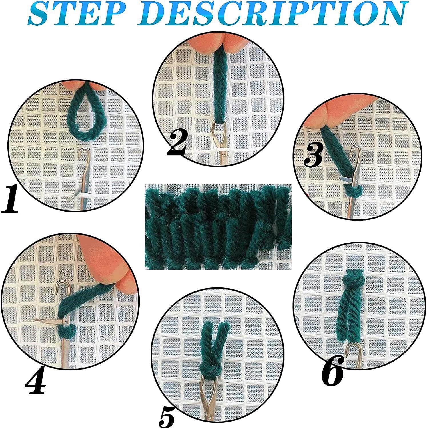 Latch Hook Rug Kit for Adults Cartoon Grey Cat DIY Carpet Cushion with Printed Canvas Crochet Yarn Craft Hook and Latch Tapestry for Home Decoration Pets Warm Pads 52x38cm
