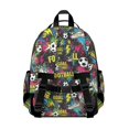 thumbnail image 3 of Football and Sneaker Black Pattern Cute School Backpack Bag for School with Padded Back and Adjustable Shoulder Straps 15.25"x11.5"x5.25", 3 of 5