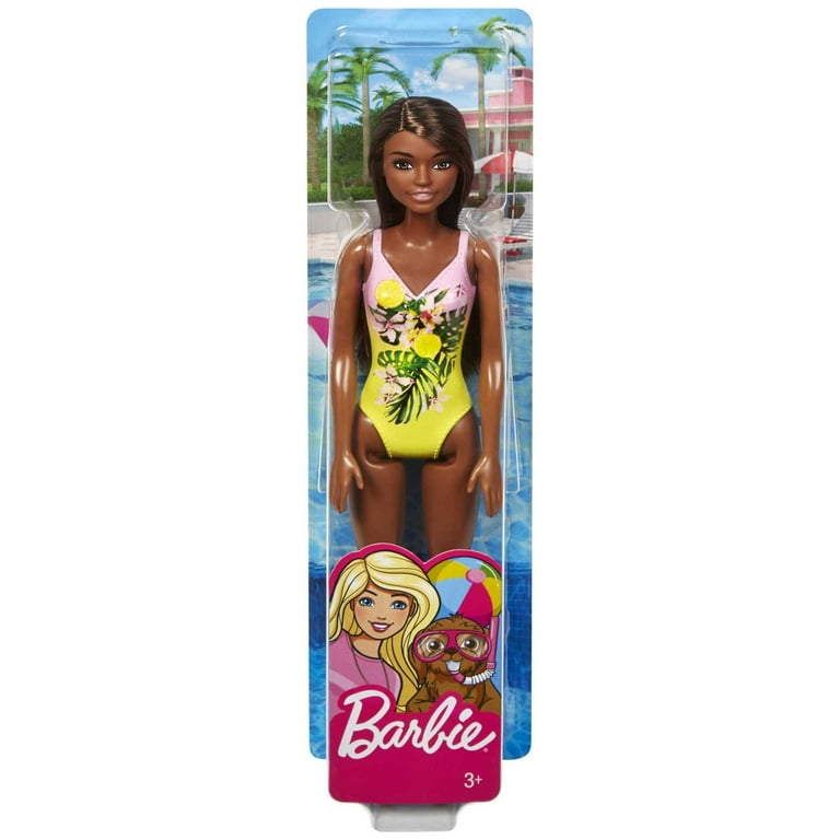 ワンピース水着 VALLO DE NEAR Barbie Swinsuit Brown Barbie Bathing Beach Doll with Brown Hair & Tropical Floral