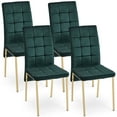 thumbnail image 3 of Dining Chairs Set of 2, Velvet Upholstered Accent Chairs with Tufted Back and Gold Metal Legs, 2-Pieces Modern Chairs High Back Nordic Kitchen Chairs for Dining Room Kitchen Vanity Patio, Green, 3 of 6