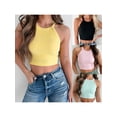 thumbnail image 2 of Suagox Women's Halter Neck Tank Tops Ribbed Round Neck Sleeveless Slim Fit Summer Crop Vest, 2 of 10