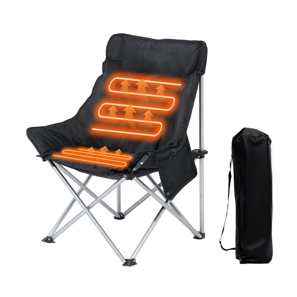 Halicool Heated Camping Chair, Oversized Heated Outdoor Chairs for Adults with 3 Heat Levels, Portable Folding Padded Chair for Camp, Lawn, Sports (Battery NOT Included)