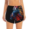 thumbnail image 2 of Goofa Colorful Betta Fish Printed Women 2 in 1 Running Shorts,Quick Dry Athletic Workout Shorts,High Waisted Athletic Shorts with Liner Pockets-XX-Large, 2 of 9