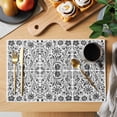 thumbnail image 2 of Ethnic Style Placemats Set of 6, Vintage Flowers Gray Floral Non-Slip Place Mats Washable Table Mats for Kitchen Dining Table Decorations Indoor/Outdoor, 2 of 9