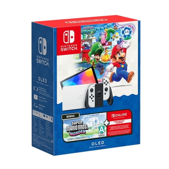Consola Nintendo Switch OLED 64 GB más Super Mario Bros Wonder y 3 Meses de suscripción Online