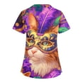 thumbnail image 3 of Mardi Gras Scrubs Tops for Women Funny Mask Feather Printed V-Neck Medical Shirt Tops Mardi Gras Nurse Uniforms Workwear Tops with Pockets, 3 of 4