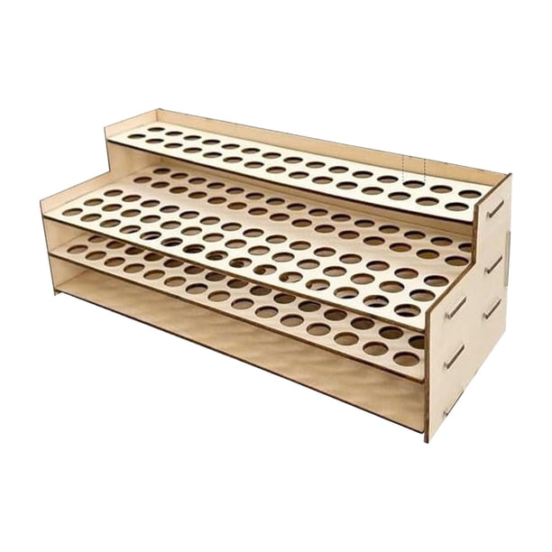 Estantería de madera maciza para bolígrafos - 75 ranuras, capas desmontables, madera certificada FSC, para bolígrafos/cepillos, organizador de escritorio