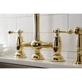 thumbnail image 4 of Kingston Brass KS3792BLBS Restoration Bridge Kitchen Faucet with Brass Side Sprayer, Polished Brass, 4 of 8