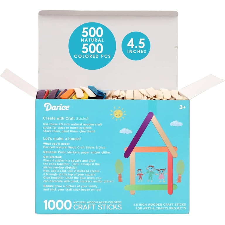 1000 Pcs Colored Wooden Craft Sticks – 4.5 Inch Long For DIY, Arts & Crafts, And Classroom Projects