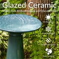 thumbnail image 3 of Sunnydaze Rennes Freestanding Ceramic Outdoor Bird Bath, UV-Resistant Turquoise Finish, 3 of 13