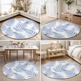 thumbnail image 4 of Round Rugs 3Ft, Blue Ferns Round Area Rug Washable Indoor Throw Carpet, Spring Summer Botanical Leaves Small Non Slip Circle Rug for Bedroom Living Room Home Decor Aesthetic, 4 of 8