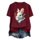 thumbnail image 5 of Tops de Cuello Alto para las Mujeres Amante Impreso Camiseta Cuello Redondo Manga Corta, Poliéster Spandex, 5 of 7