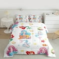 thumbnail image 2 of Manfei Kids Mermaid Princess Full Size Comforter Sets, Cartoon Cute Seashell Bedding Comforter Set, Kawaii Ocean Sealife Reversible Bedding Sets, Ultra Soft Home Decor, 3pcs, 2 of 8